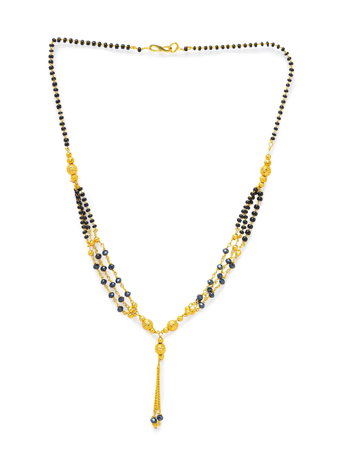 Digital Dress Room One Gram Gold Plated Short Mangalsutra मंगलसूत्र Latest Design Tanmaniya/Black Gold Beads New Mangalsutra Designs For Women (17 Inches)