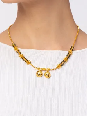 Digital Dress Room One Gram Gold Plated Short Mangalsutra मंगलसूत्र Latest Design Tanmaniya/Short Gold Chain/Black Beads New Mangalsutra Designs For Women (18 Inches)