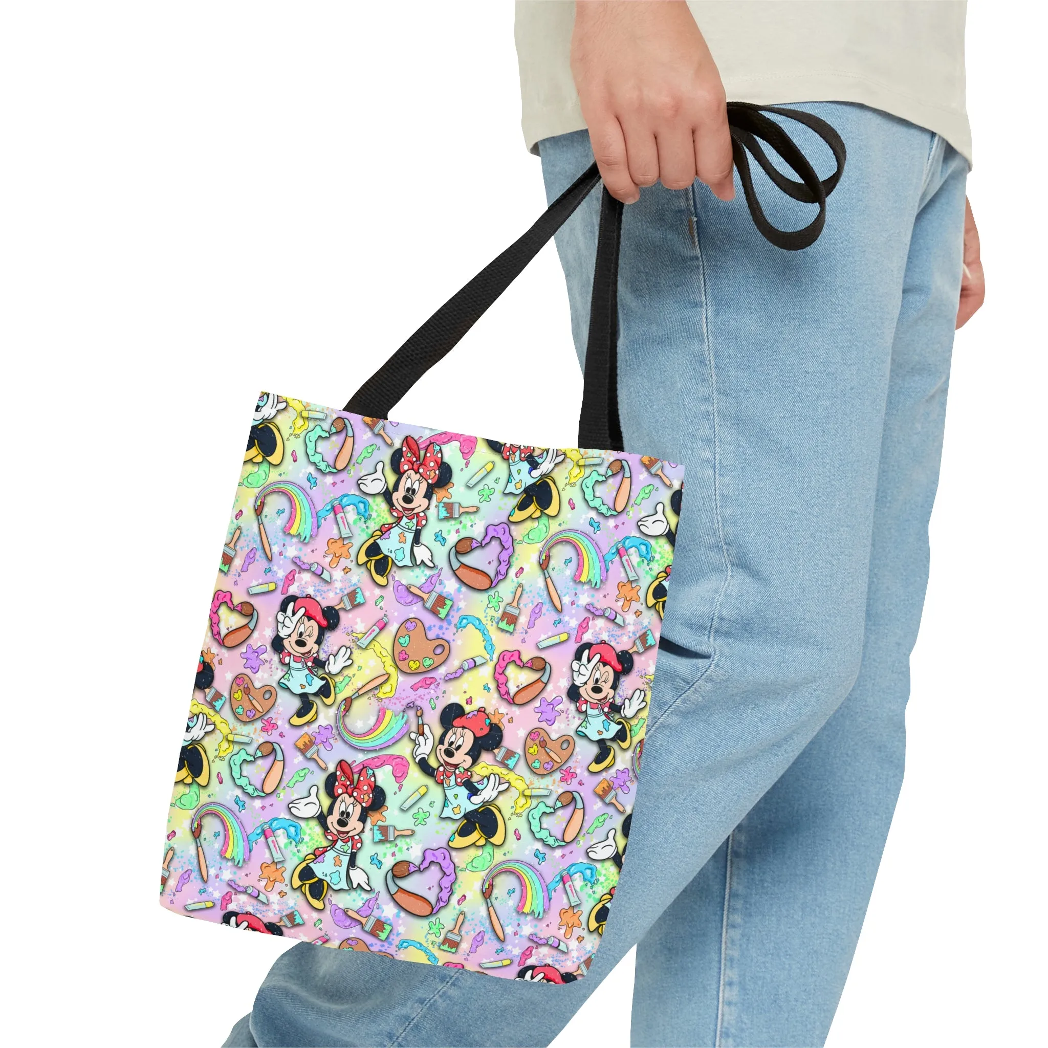 Disney Minnie Paint Inspired Fan Art Hand Drawn Tote Bag Gift Canvas Quotes Disneyland Magic Kingdom Parks World Mouse Festival Paint