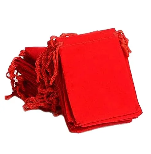 DMS RETAIL Velvet Drawstring Gold Coin Shagun Potli Pouch Bags (Red; 3X3 Cm; Pack Of 5)