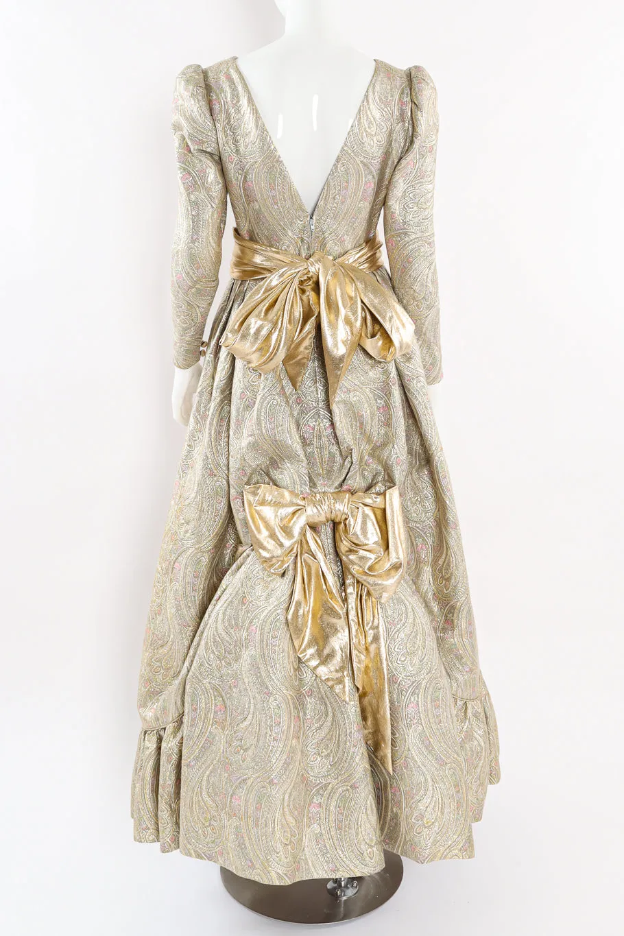 Floral Brocade Metallic Gown