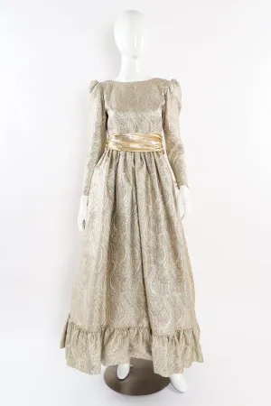 Floral Brocade Metallic Gown