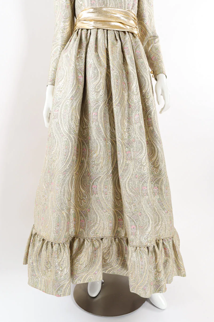 Floral Brocade Metallic Gown