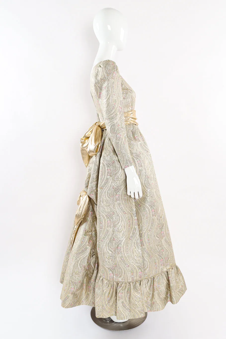 Floral Brocade Metallic Gown