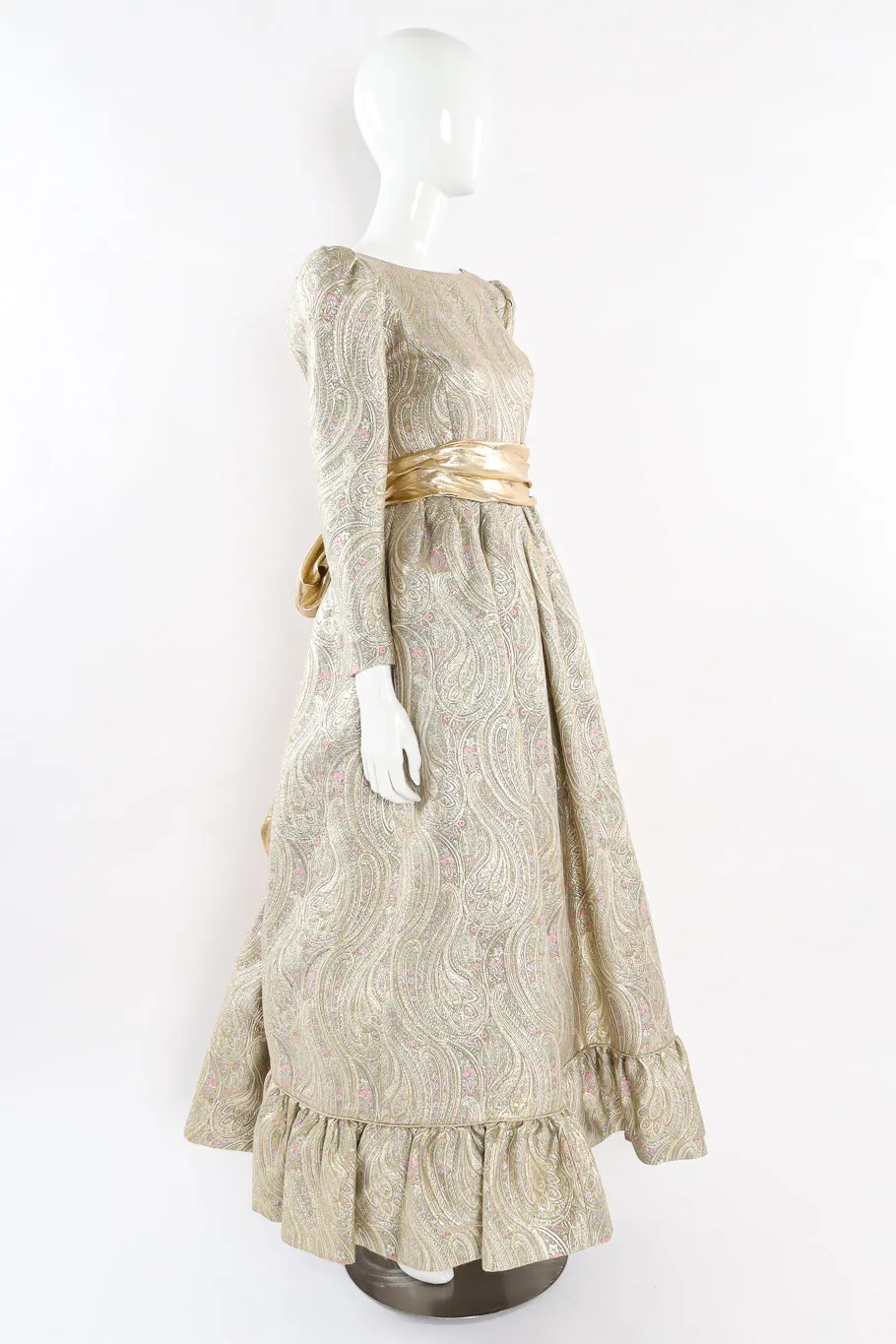 Floral Brocade Metallic Gown