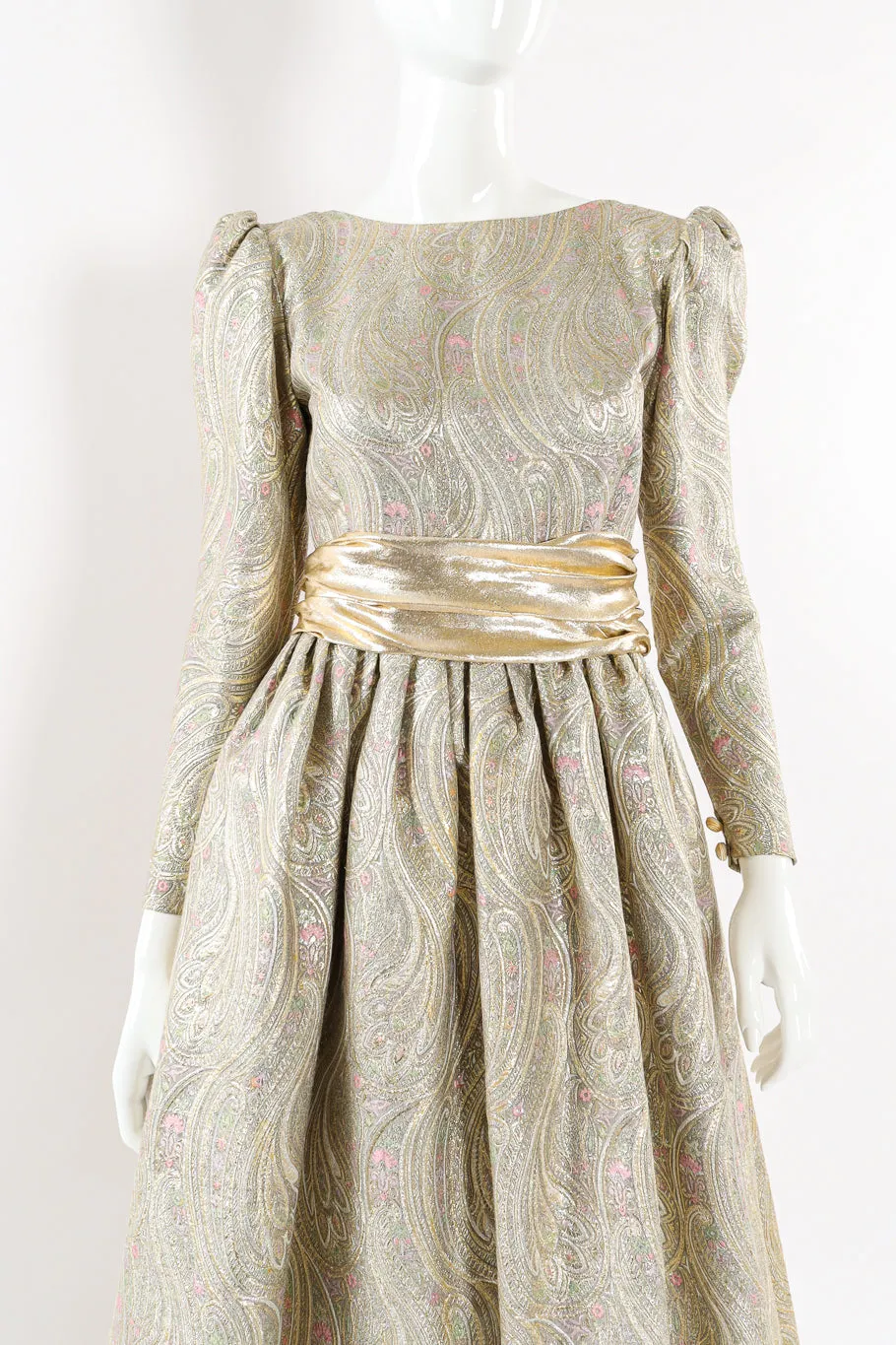 Floral Brocade Metallic Gown