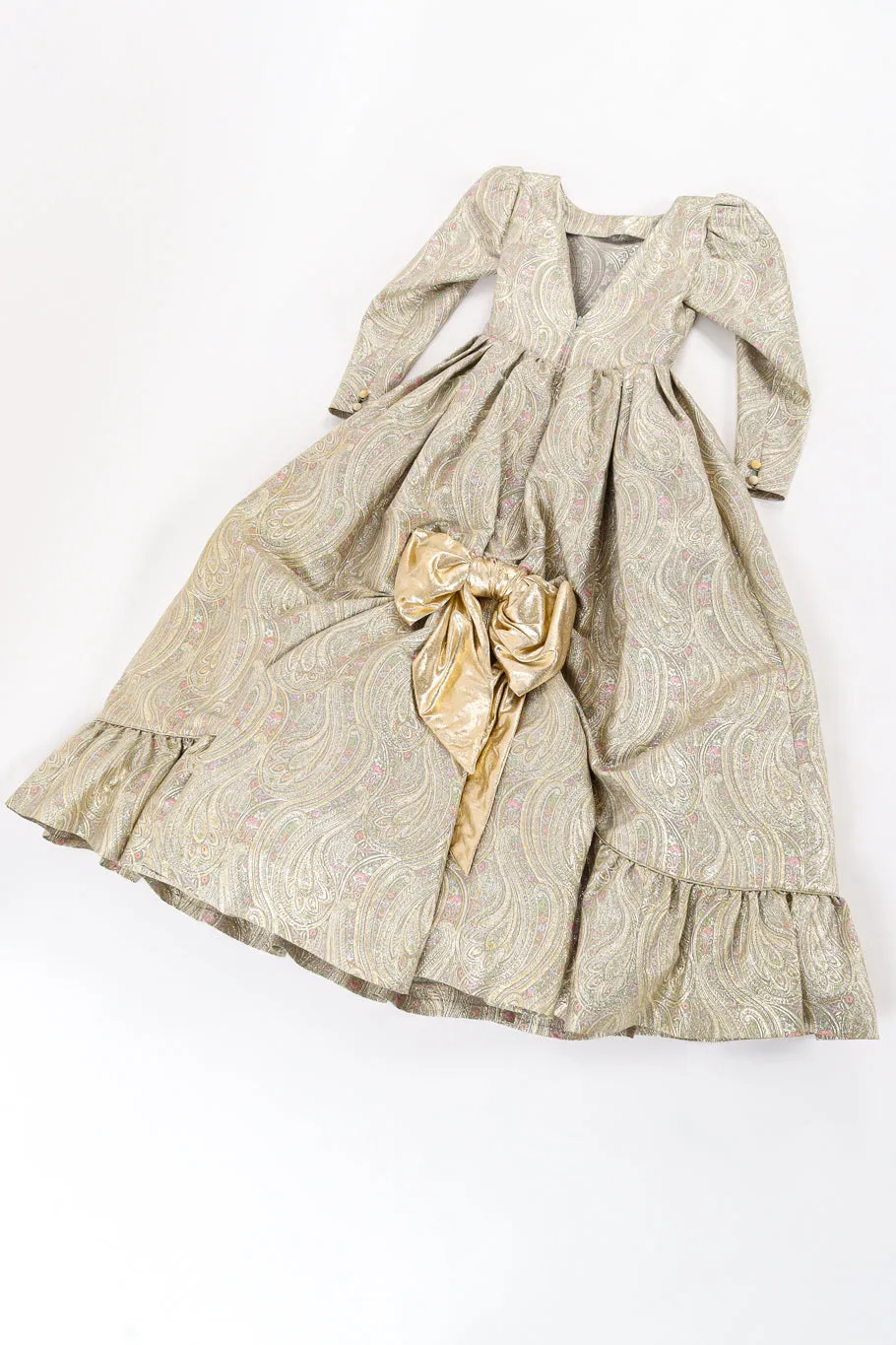 Floral Brocade Metallic Gown