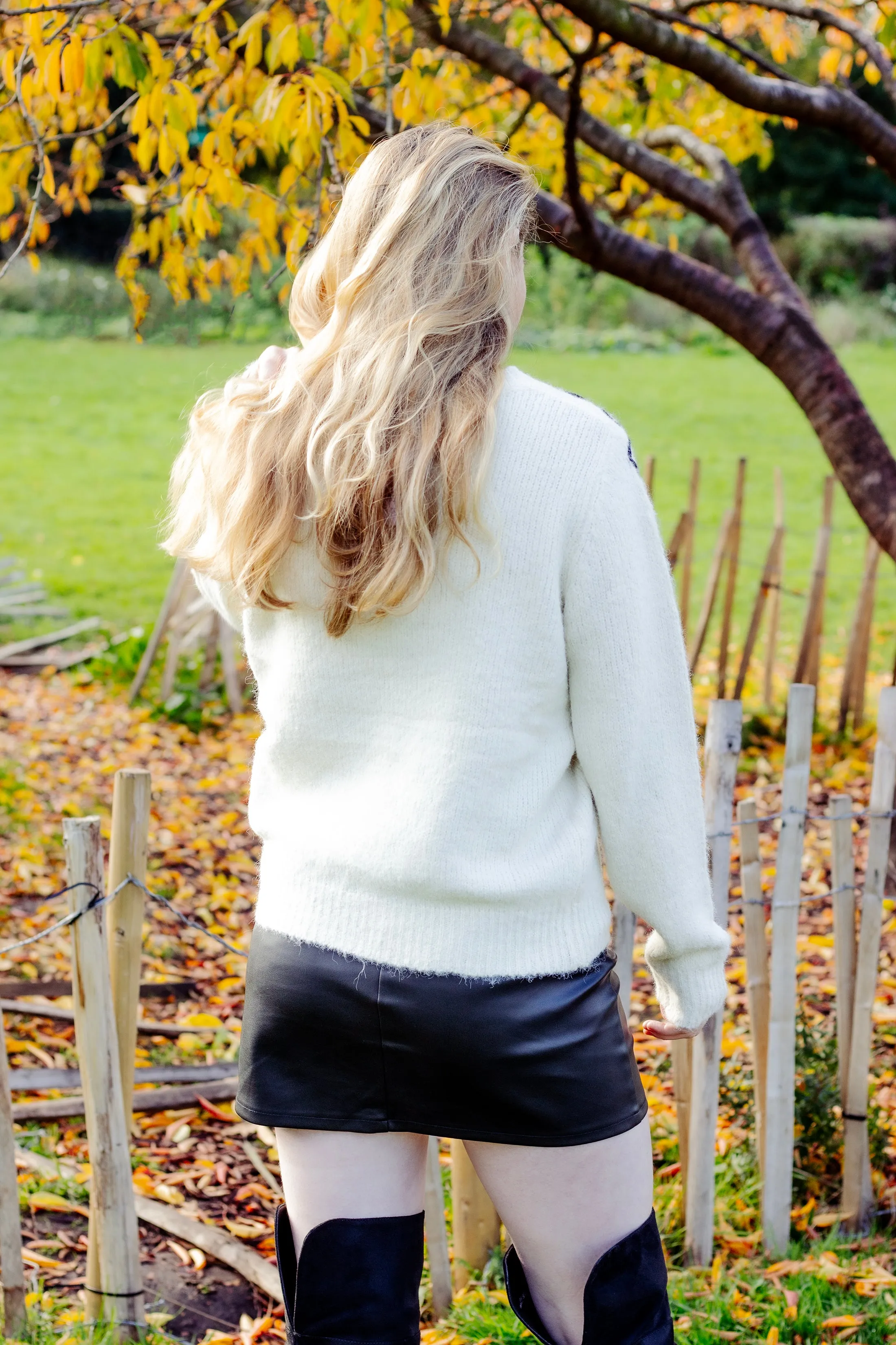 Flower Outline Shoulder Detail Jumper