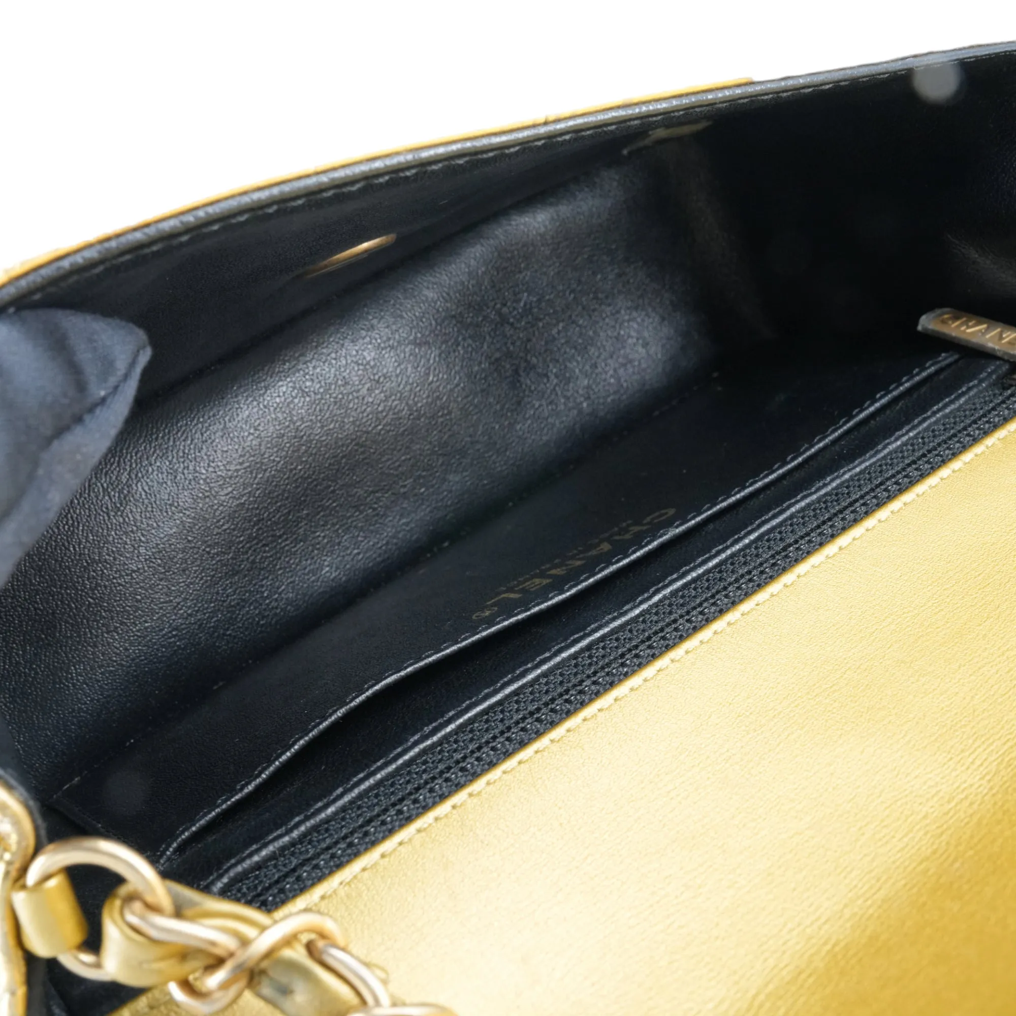 Gold Croc Embossed Calfskin Mini Rectangular Flap Bag
