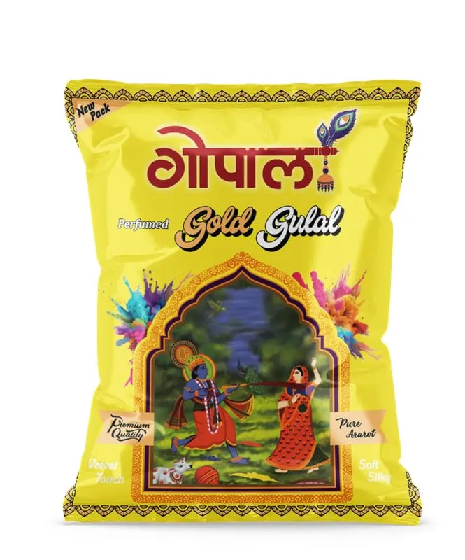 Gold Gulal | Vibrant and Safe Colored Powder for Holi, Festivals, Special Occasions, Parties, and Celebrations | Perfect for Adding Colorful Fun to Your Events | 80g Pouch Each - Pack of 12