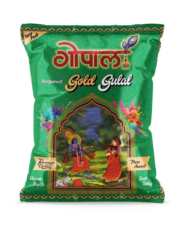Gold Gulal | Vibrant and Safe Colored Powder for Holi, Festivals, Special Occasions, Parties, and Celebrations | Perfect for Adding Colorful Fun to Your Events | 80g Pouch Each - Pack of 12