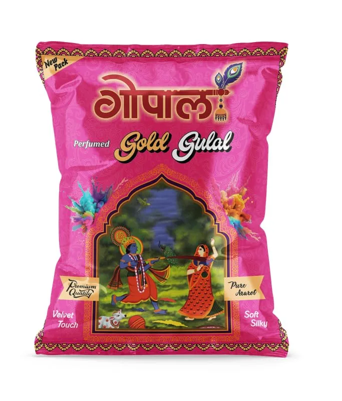 Gold Gulal | Vibrant and Safe Colored Powder for Holi, Festivals, Special Occasions, Parties, and Celebrations | Perfect for Adding Colorful Fun to Your Events | 80g Pouch Each - Pack of 12