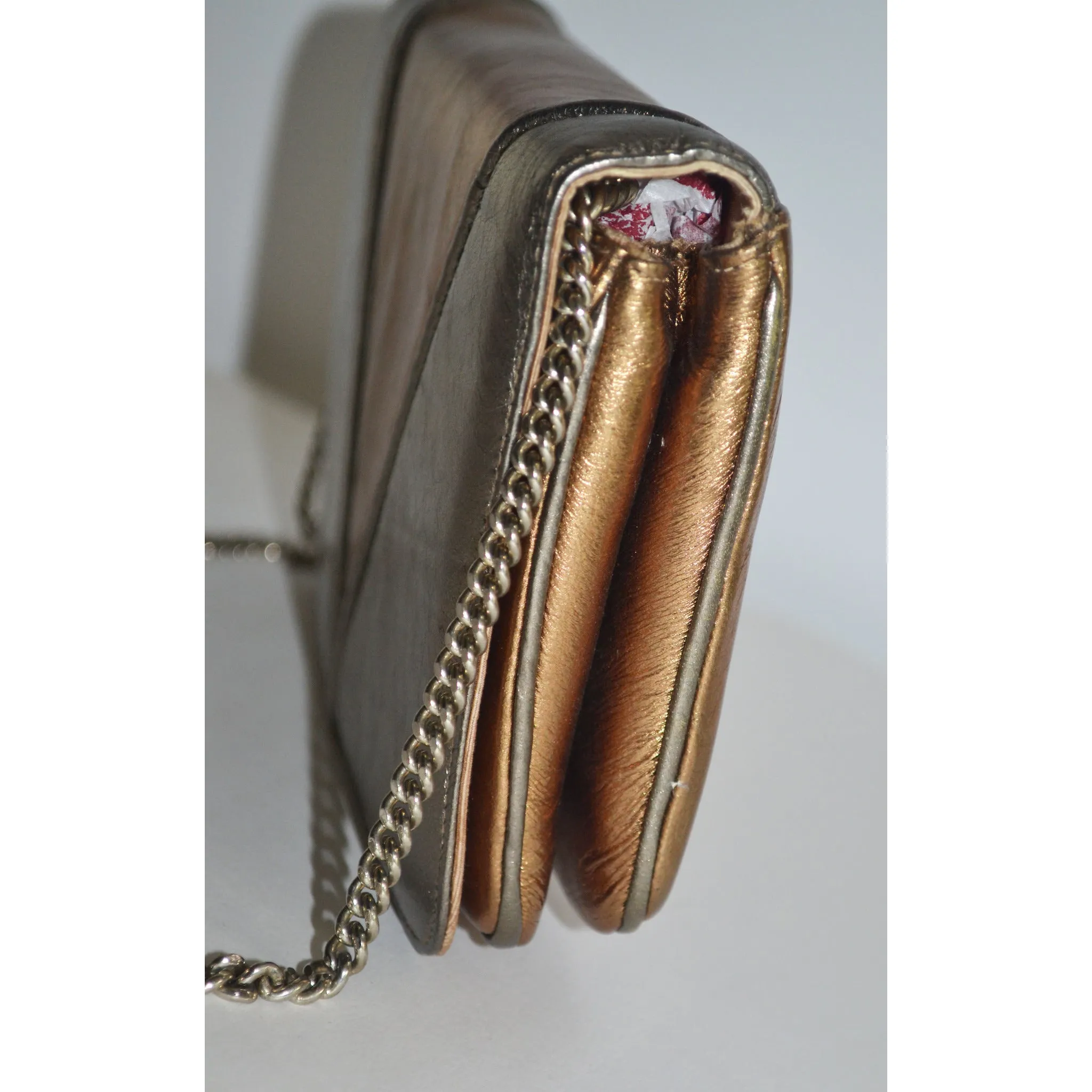 Gold Metallic Leather Purse By Morle