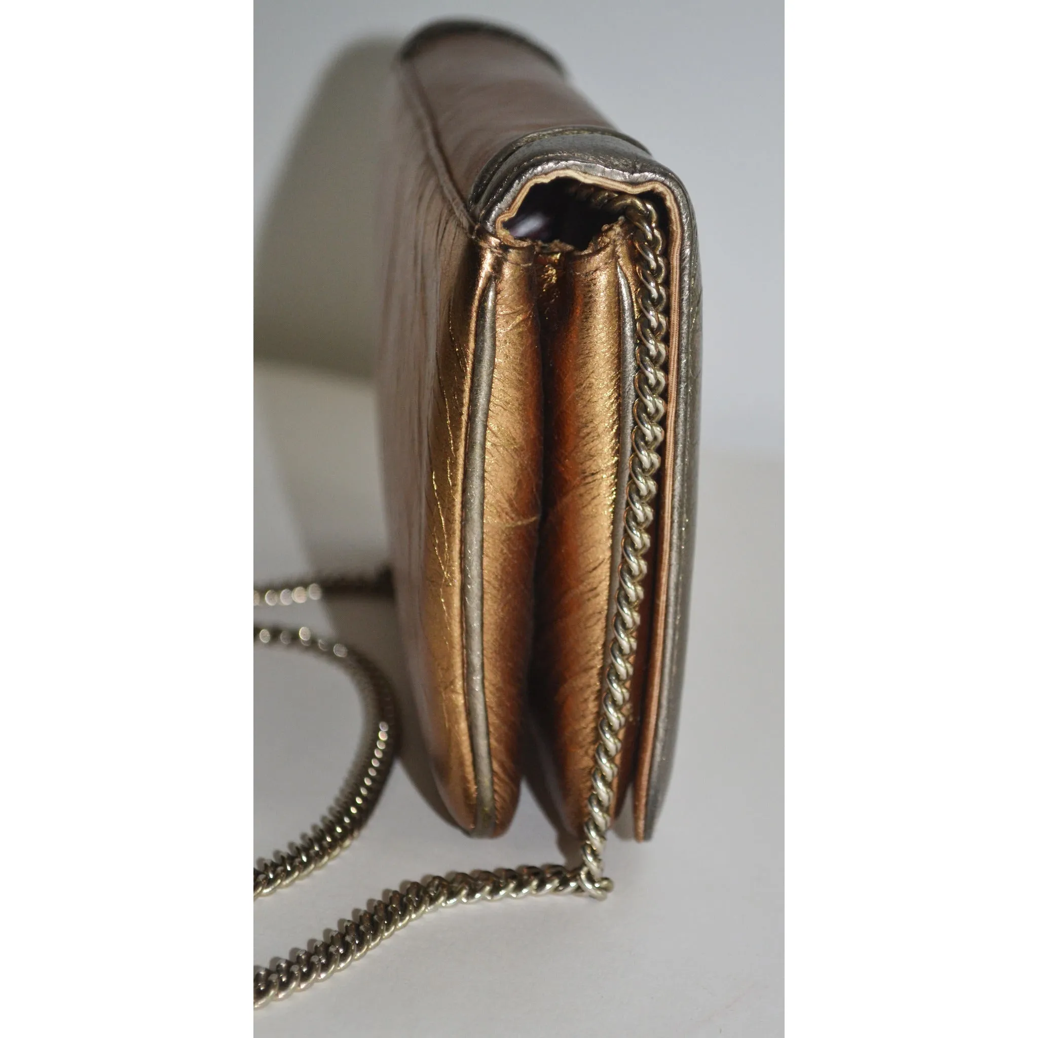 Gold Metallic Leather Purse By Morle