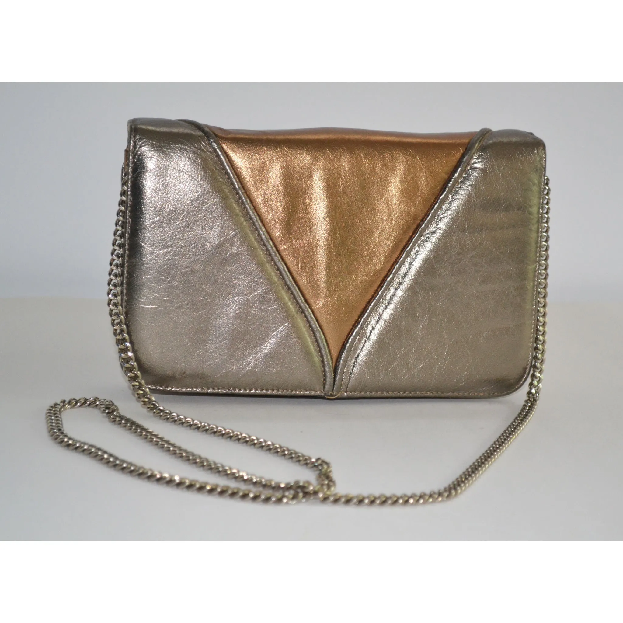 Gold Metallic Leather Purse By Morle