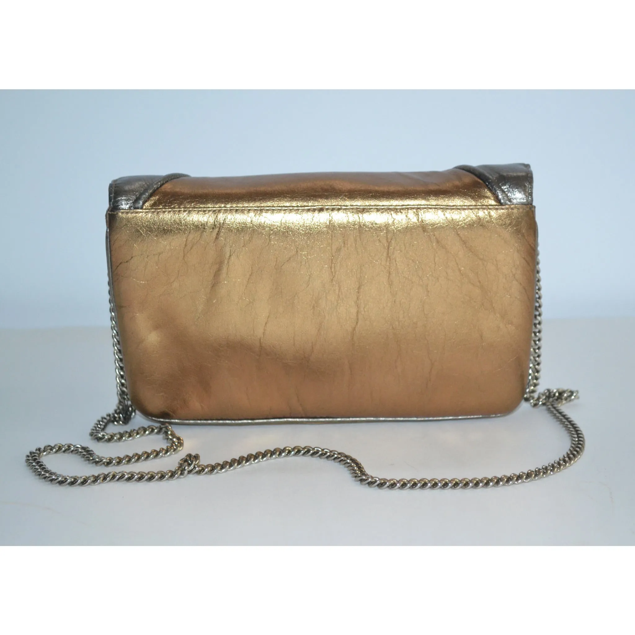 Gold Metallic Leather Purse By Morle