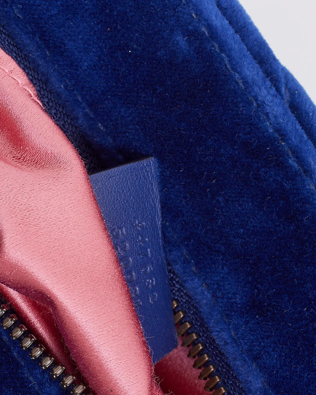 Gucci Blue Velvet GG Marmont Matelasse Chevron Small Camera Bag