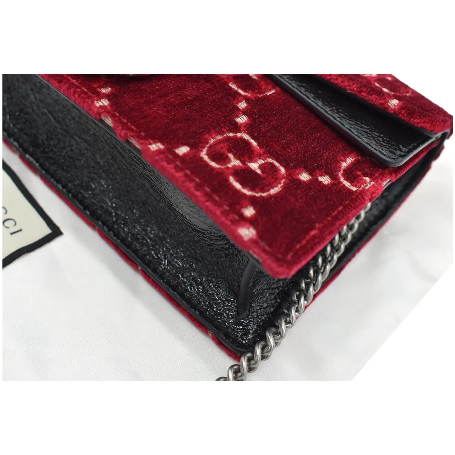 GUCCI Dionysus Super Mini GG Velvet Shoulder Bag Red 476432