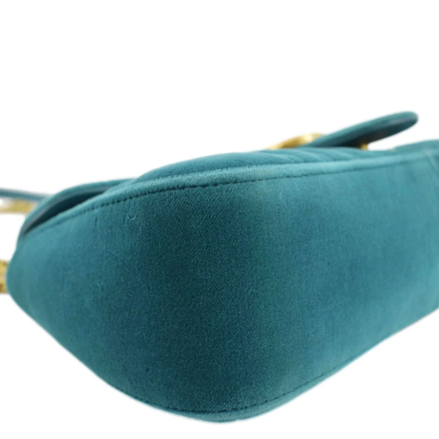 GUCCI GG Marmont Small Velvet Shoulder Bag Turquoise 443497