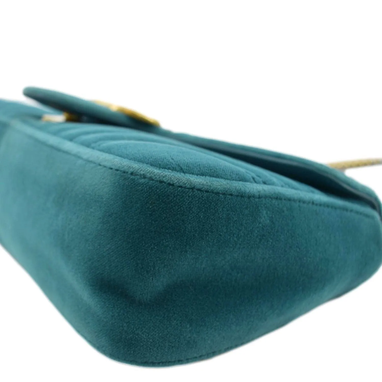 GUCCI GG Marmont Small Velvet Shoulder Bag Turquoise 443497