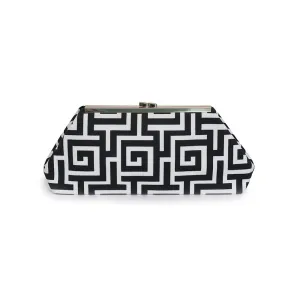 Jazz Clasp- Black & White Maze Clutch