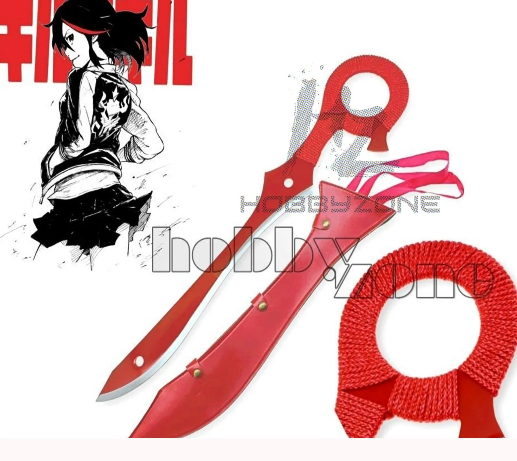 Kill La Kill Anime Ryuko Matoi Half Rending Scissor  Blade-Red/Round