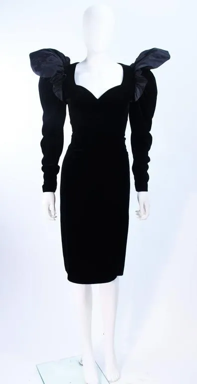 LANVIN Black Dramatic Velvet Cocktail Dress Size 6