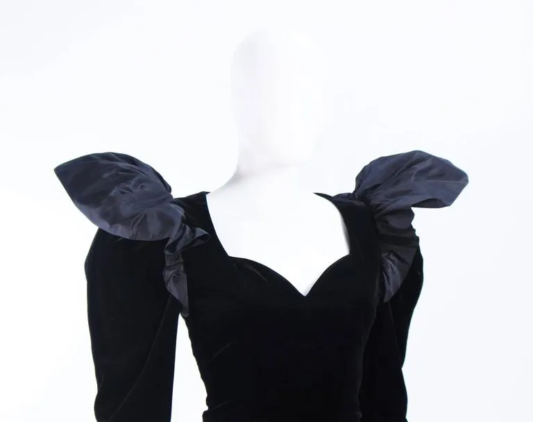 LANVIN Black Dramatic Velvet Cocktail Dress Size 6