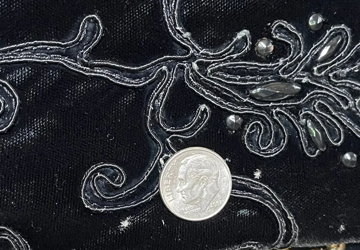 Late 1940s/Early 1950s Black Silk Velvet Blazer Heavily Embellished w/Soutache