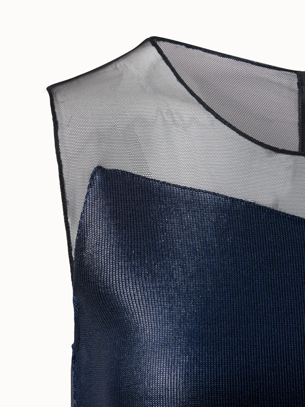 Liquid Jersey And Tulle Blouse