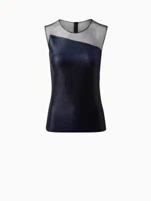 Liquid Jersey And Tulle Blouse