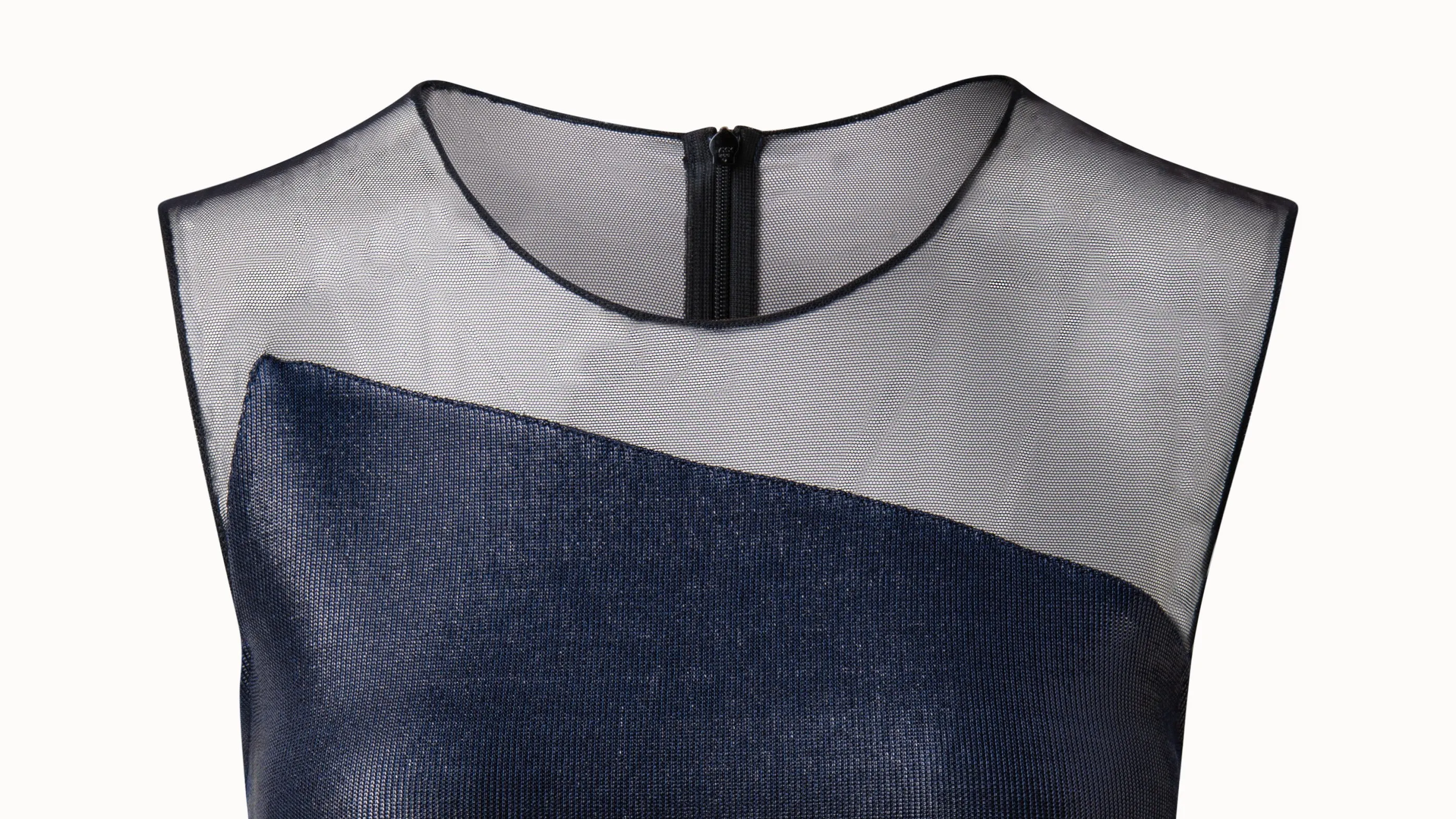 Liquid Jersey And Tulle Blouse