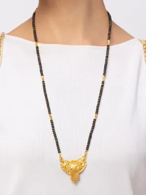 Long Mangalsutra Design Latest Gold Plated Black Beads New Mangalsutra Designs For Women (30 Inches)