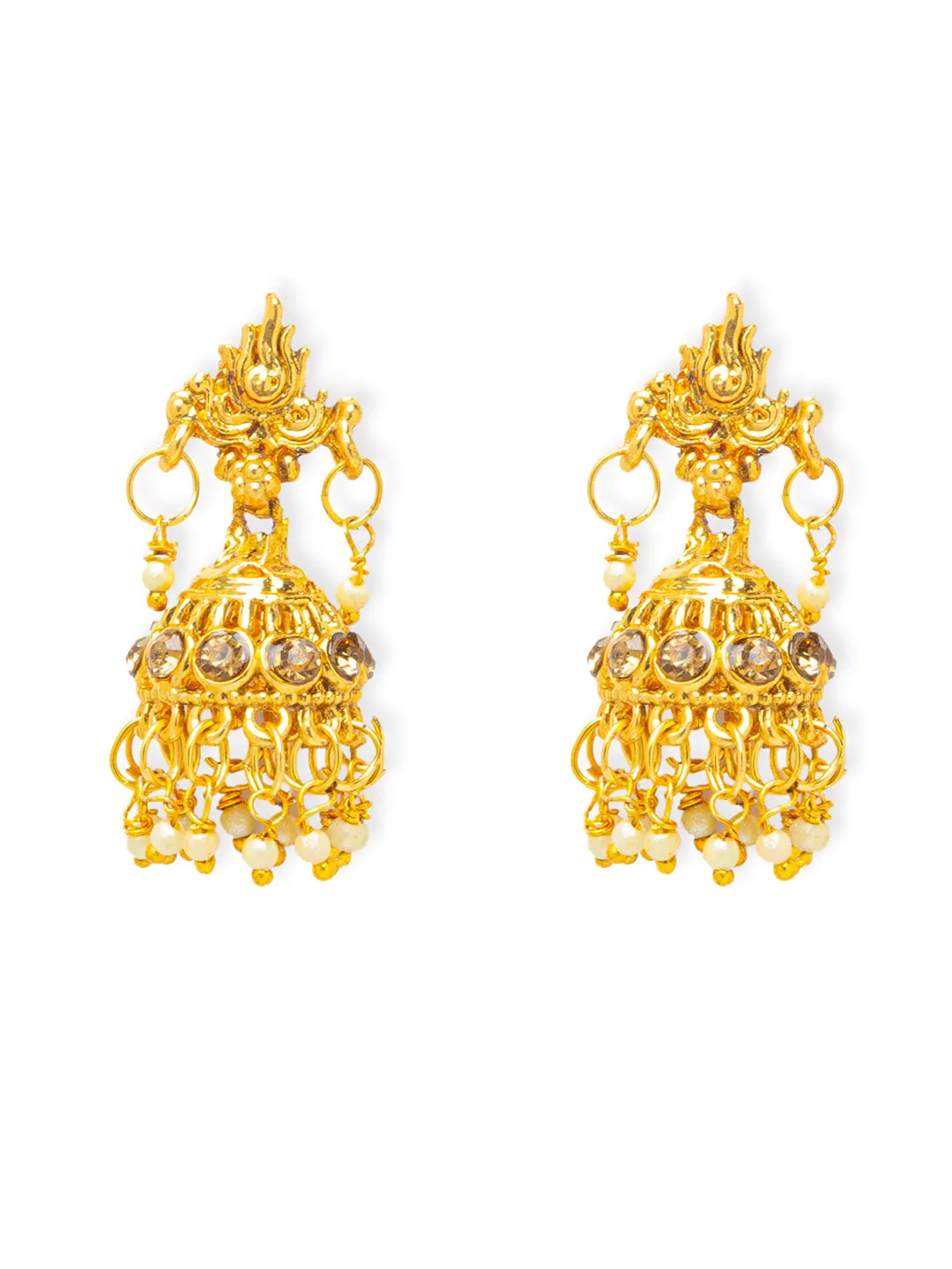 Long Mangalsutra Designs Gold Plated Nataraja Pendant With Pearls & Multicolor Beads with Earrings