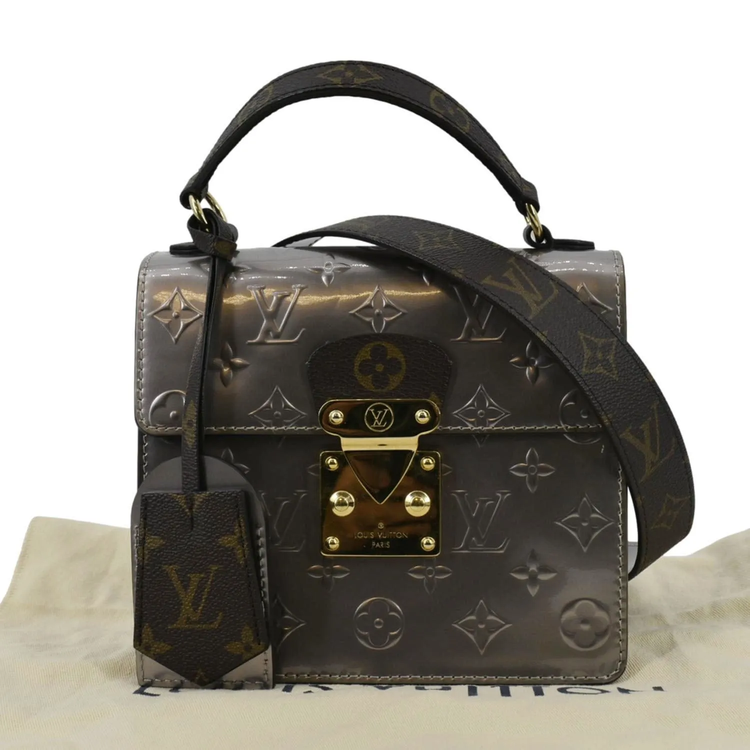 LOUIS VUITTON Spring Street NM Monogram Vernis Crossbody Bag Light Purple