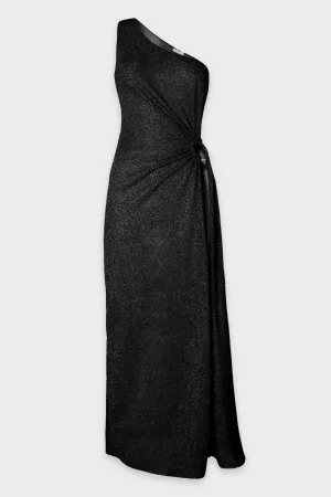 Lumière One Shoulder Ring Dress in Black