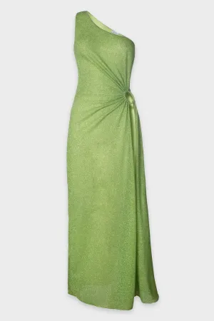 Lumière One Shoulder Ring Dress in Lime