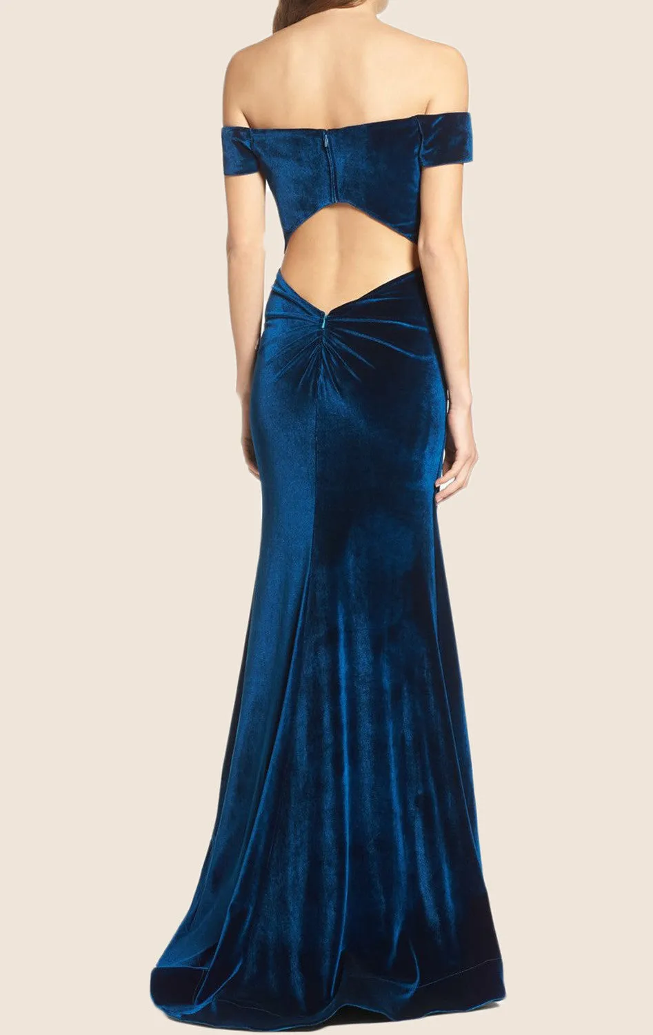 MACloth Off the Shoulder Sheath Velvet Long Prom Dress Formal Gown
