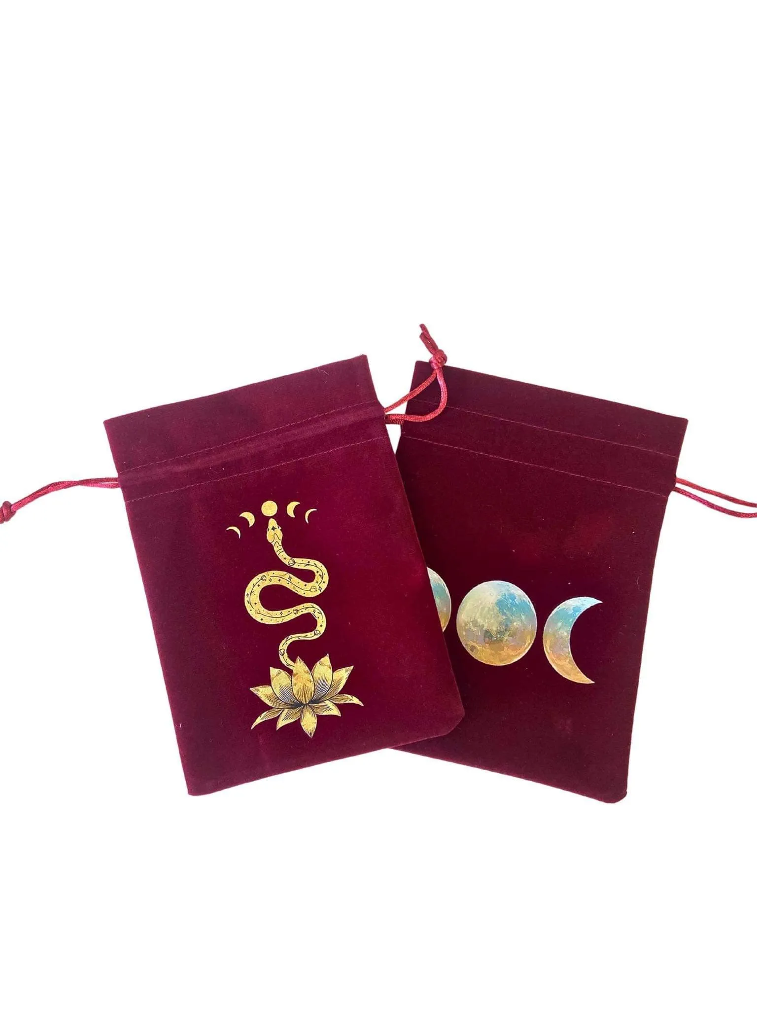 Medium Burgundy Velvet Bag with Design