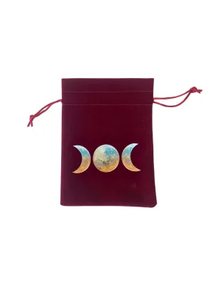 Medium Burgundy Velvet Bag with Design