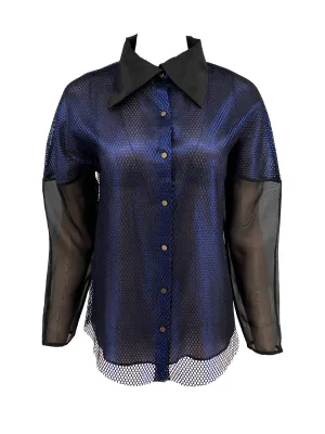 Mesh Organza Shirt - Blue