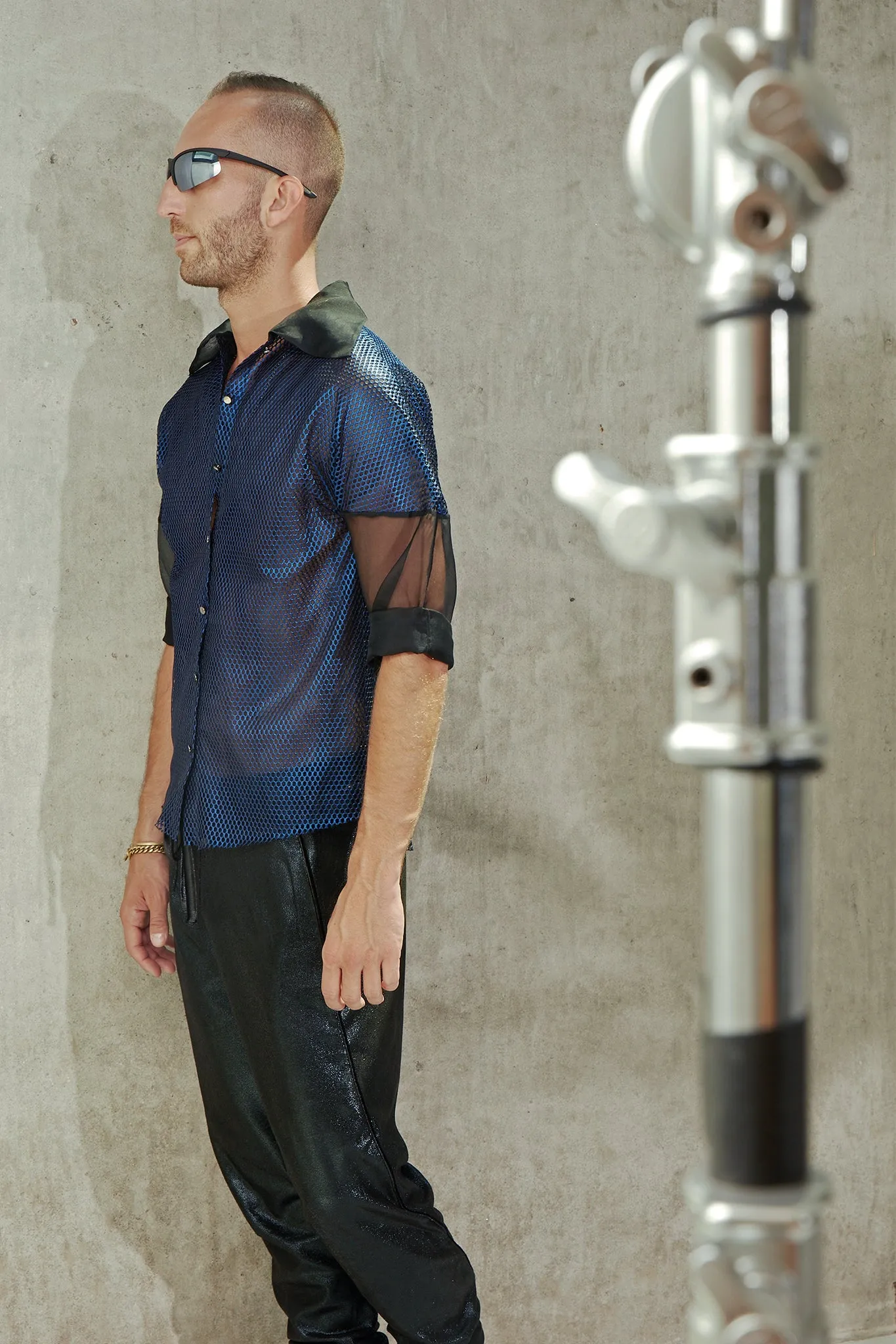 Mesh Organza Shirt - Blue