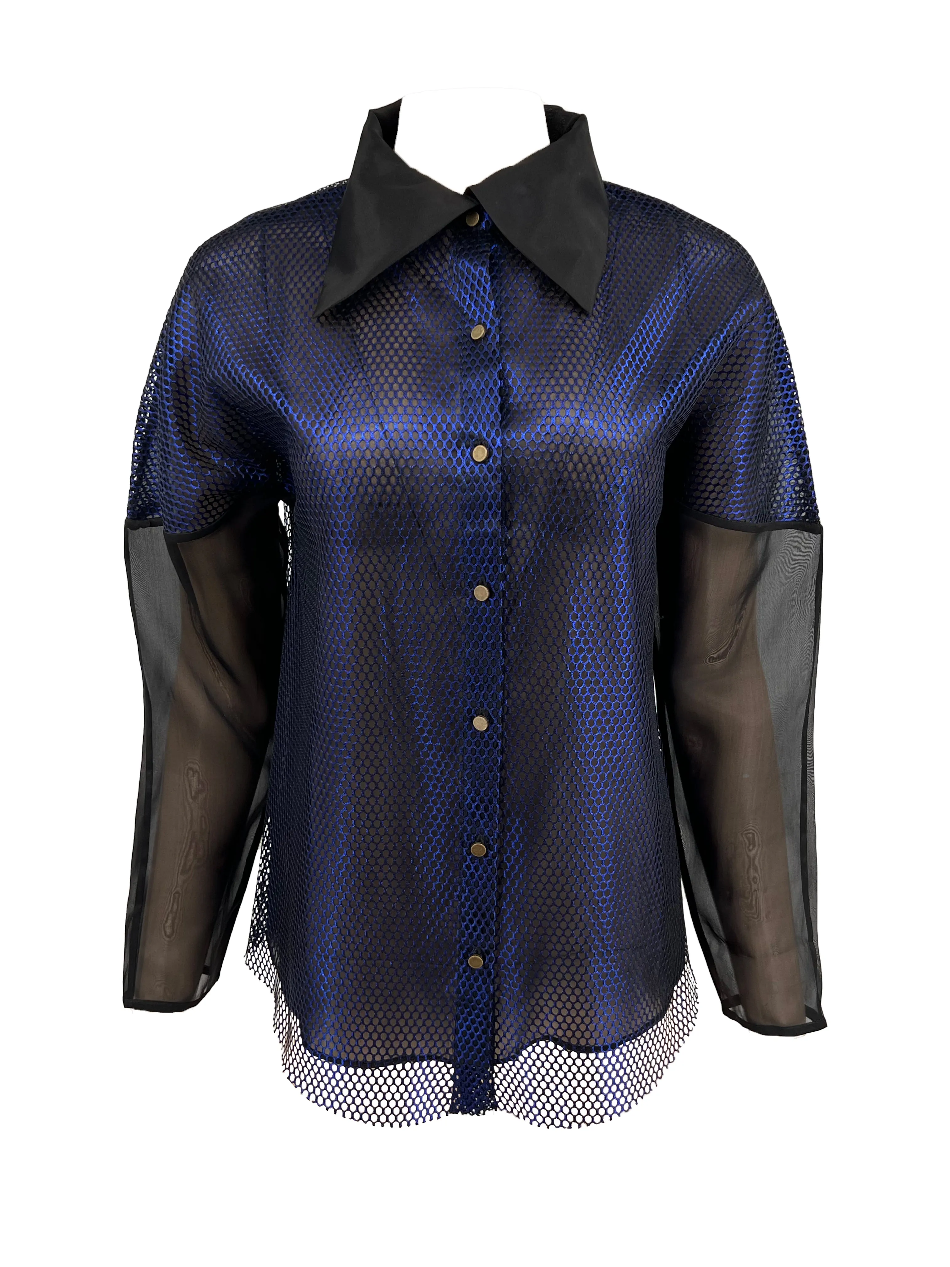 Mesh Organza Shirt - Blue