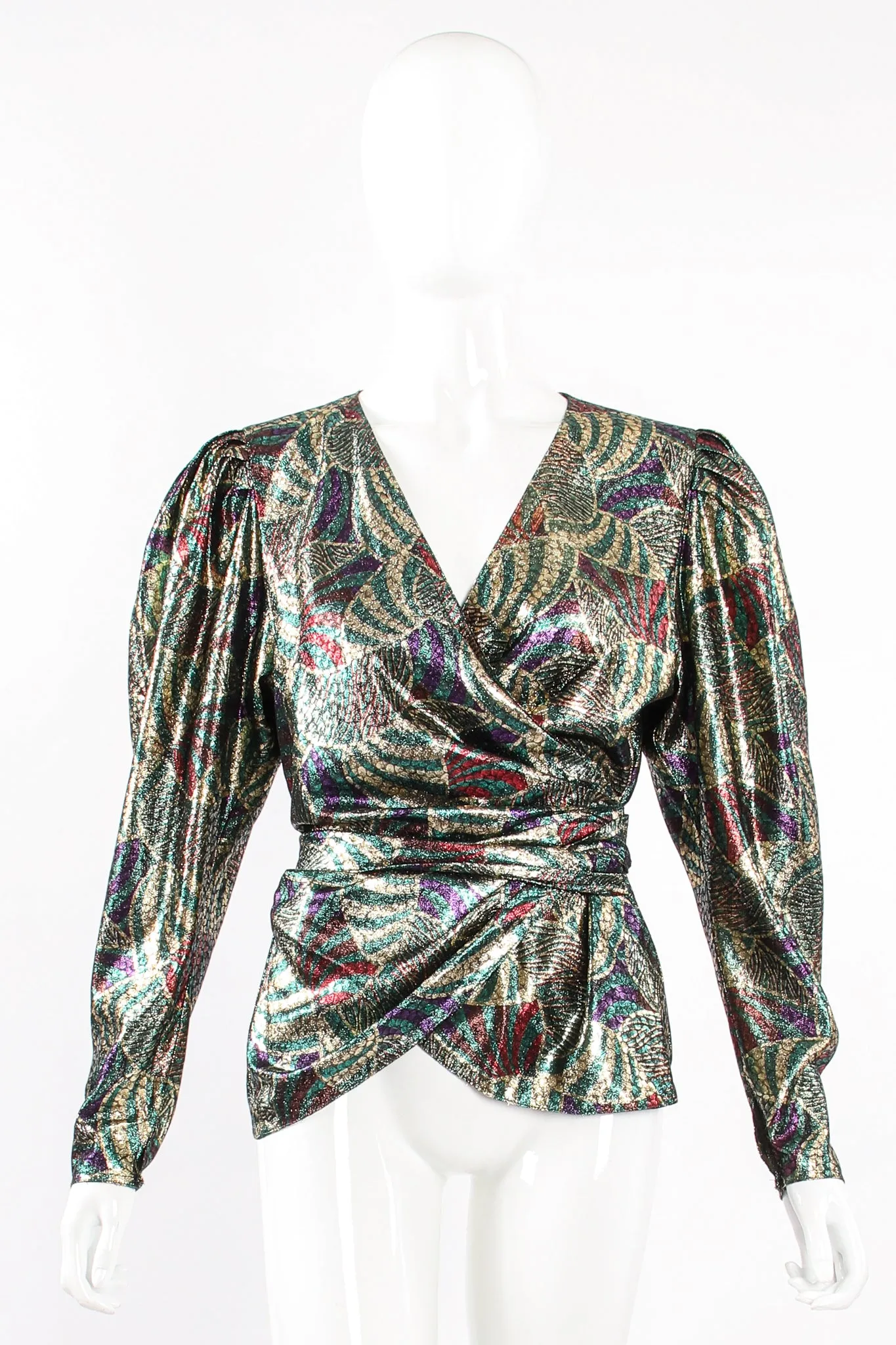Metallic Mardi Gras Wrap Blouse