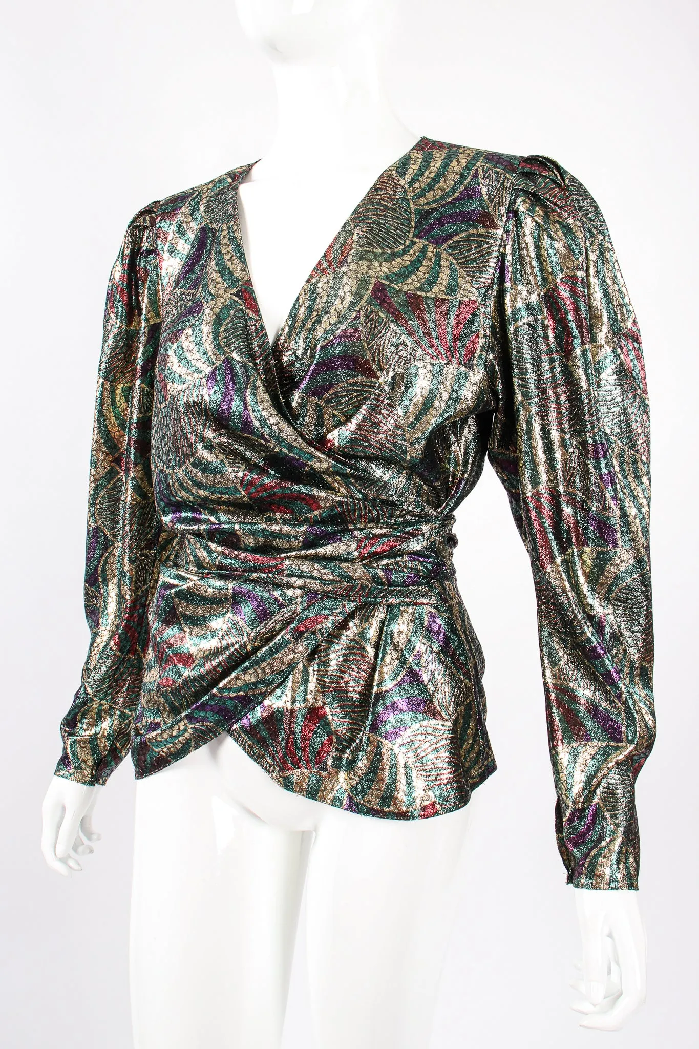 Metallic Mardi Gras Wrap Blouse