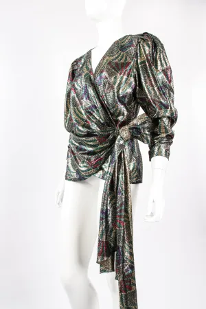 Metallic Mardi Gras Wrap Blouse