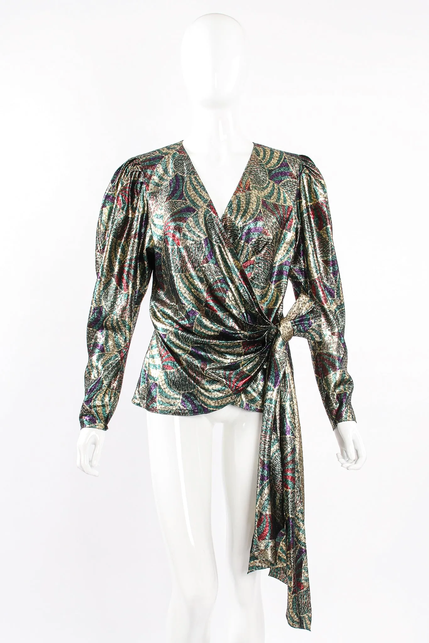 Metallic Mardi Gras Wrap Blouse