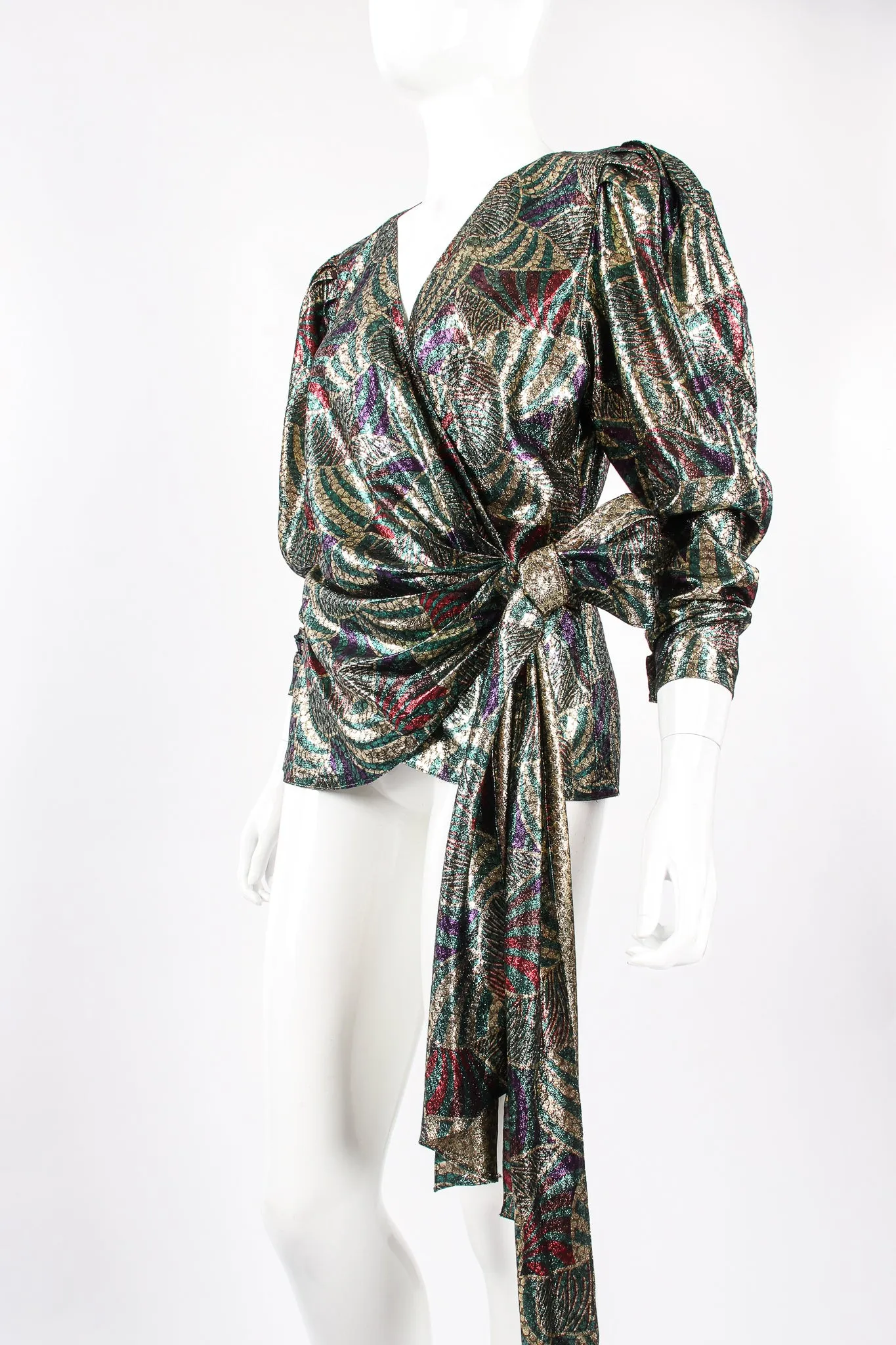 Metallic Mardi Gras Wrap Blouse