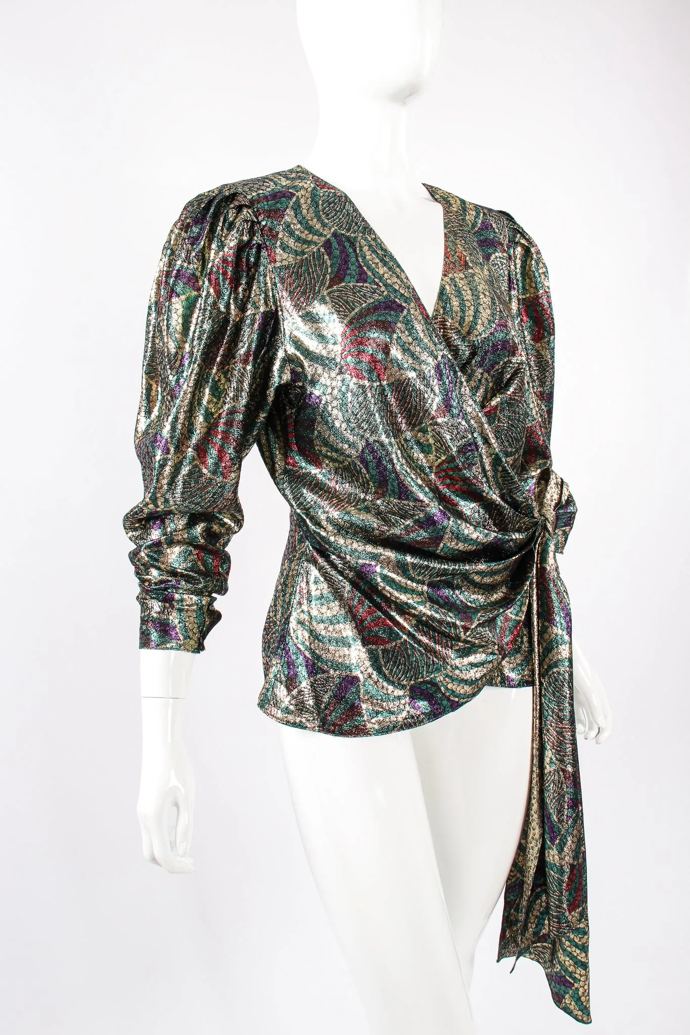 Metallic Mardi Gras Wrap Blouse