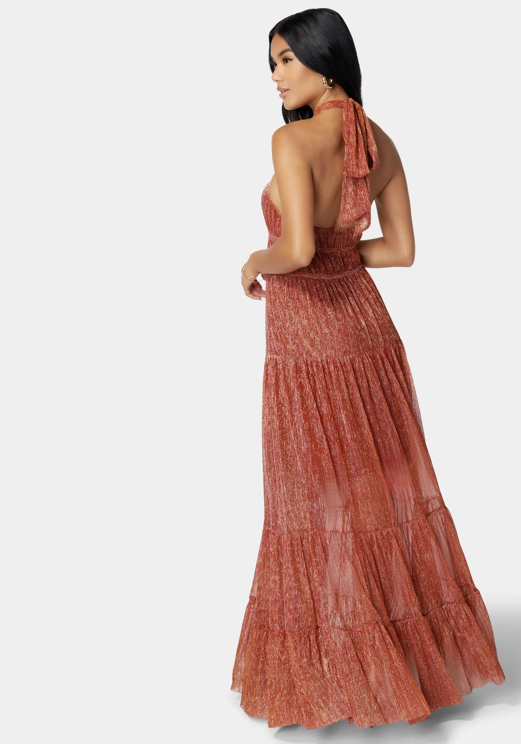 Metallic Plissé Knit Maxi